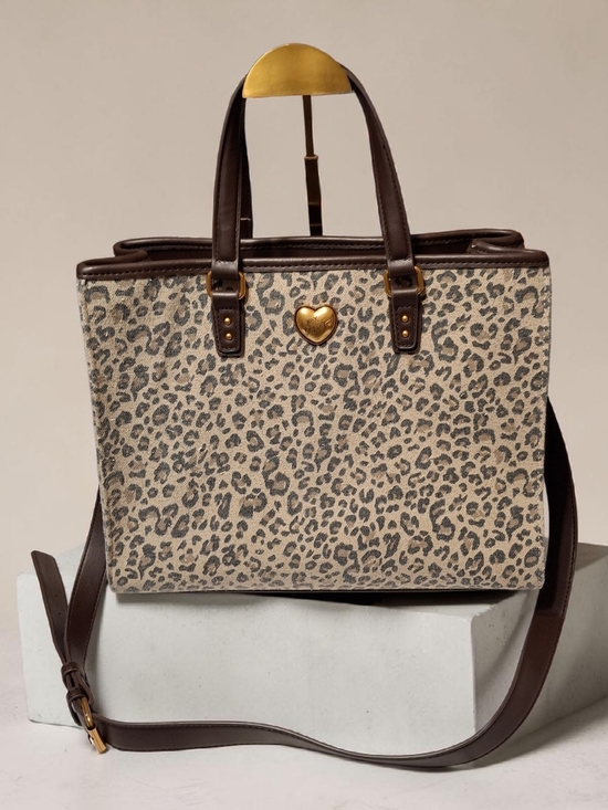 Betsey Johnson Handbags - Betsey Johnson XO Leopard Print Beige Tote Bag with Brown Trim